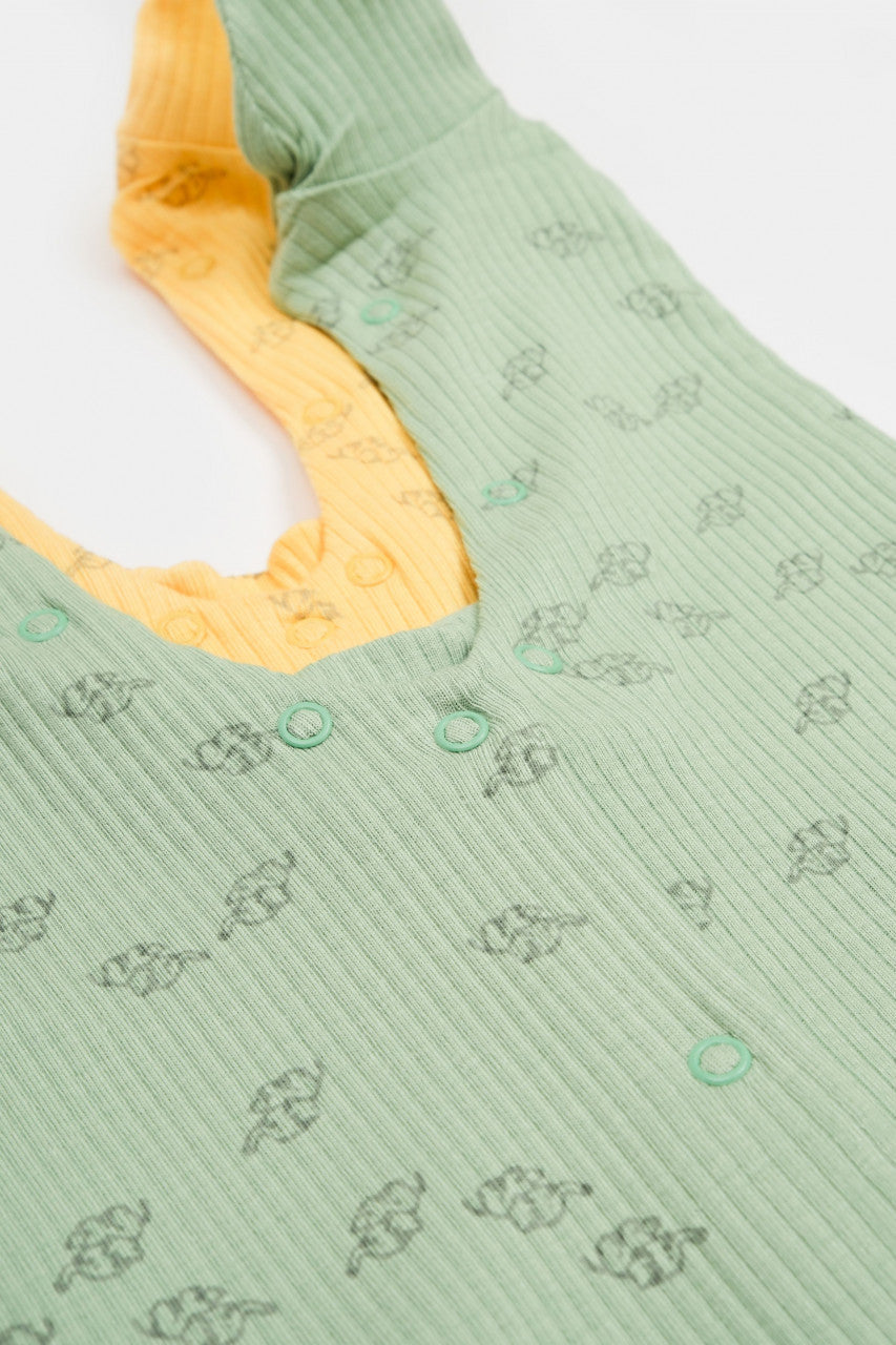 Set 2 salopete lungi Printed, BabyCosy, 50% modal+50% bumbac, Ecru/Lavanda